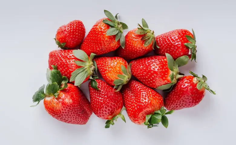 A pile of fresh strawberries