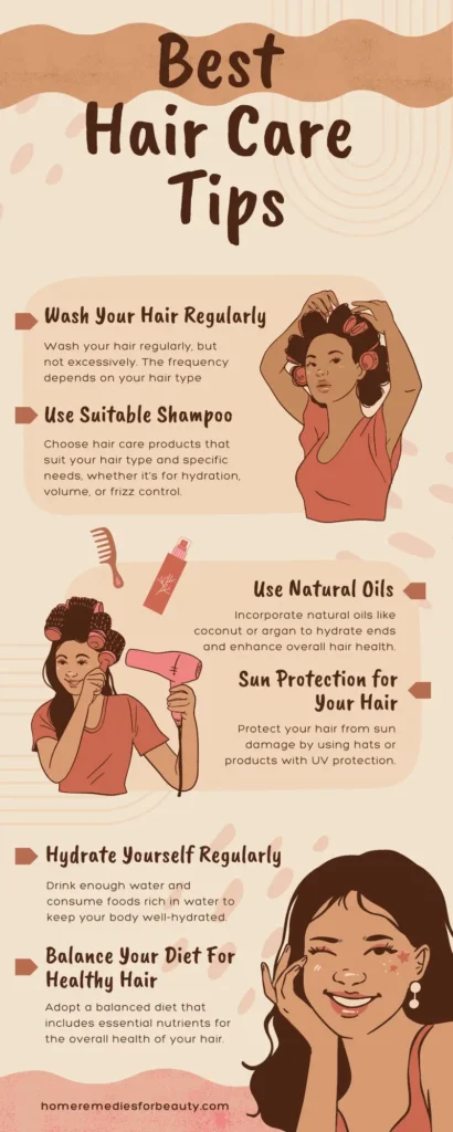 an infographic image having 6 best hair care tips