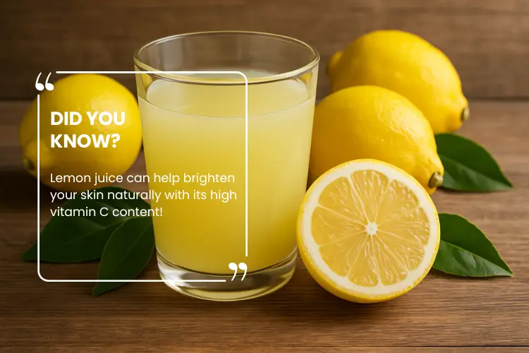a glass of fresh lemon juice for skin brightening