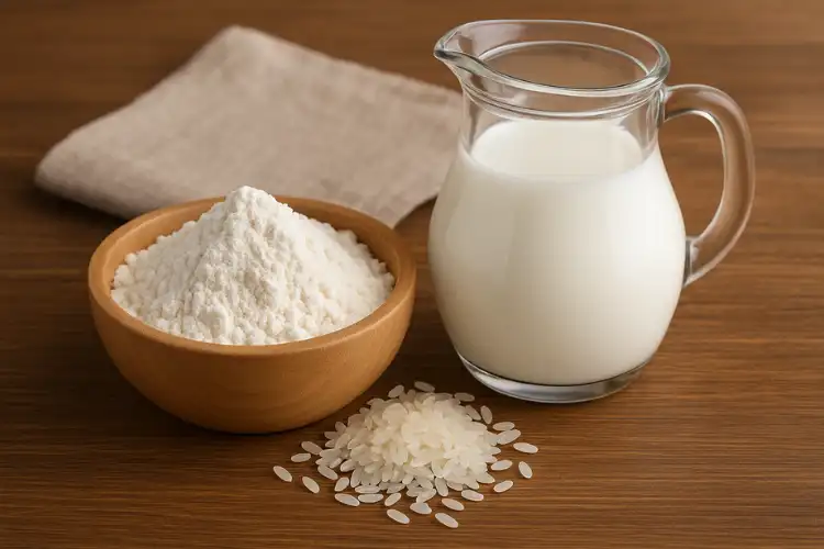 Rice flour and milk mixture used for natural skin brightening treatment